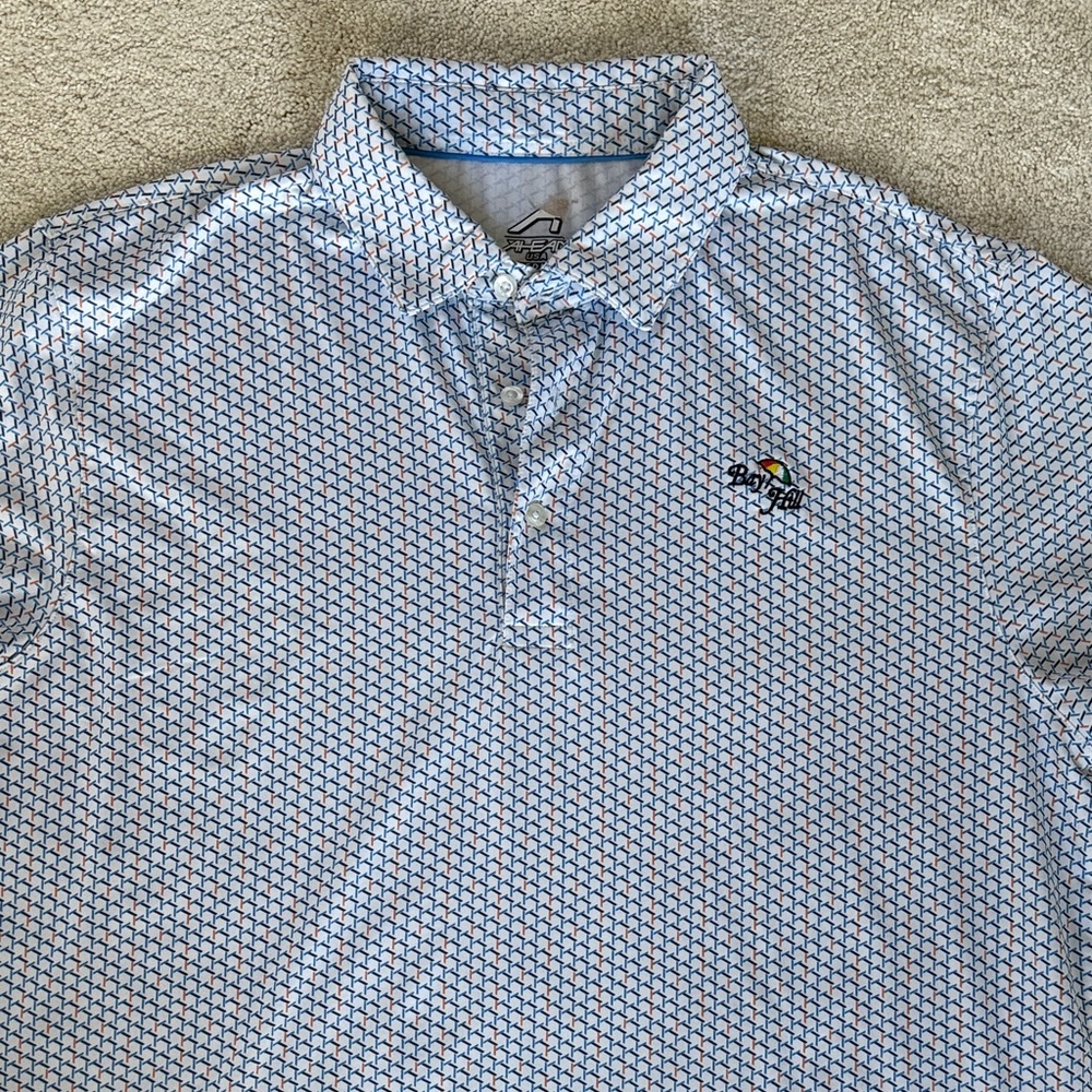 POLO GOLF SHIRT BAY HILL ARNOLD PALMER CLUB AHEAD M blue white orange